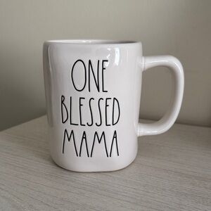 Rae Dunn White 'One Blessed Mama' Mug EUC